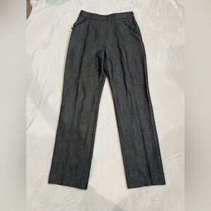 Valentino linen wool high waist wide leg trousers gray 8
